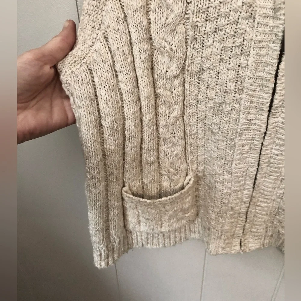 Vintage LizWear Sweater Vest Cardigan Zip Crop Oatmeal Cotton Blend Medium Y2K - Picture 3 of 6